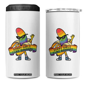 Sorry Girls I Like Bananas 4 in 1 Can Cooler Tumbler Funny LGBTQ Graphic TS12 One Size: 16 oz White Print Your Wear
