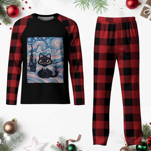 Funny Transgender Cat Starry Night Plaid Pajama Set LGBTQ Pride Support Gift