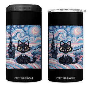 Funny Transgender Cat Starry Night 4 in 1 Can Cooler Tumbler LGBTQ Pride Support Gift