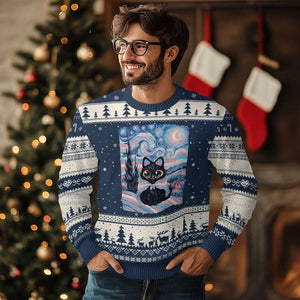 Funny Transgender Cat Starry Night Ugly Christmas Sweater LGBTQ Pride Support Gift
