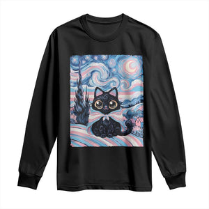 Funny Transgender Cat Starry Night Long Sleeve Shirt LGBTQ Pride Support Gift