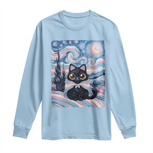 Funny Transgender Cat Starry Night Long Sleeve Shirt LGBTQ Pride Support Gift