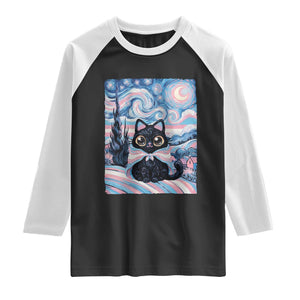 Funny Transgender Cat Starry Night Raglan Shirt LGBTQ Pride Support Gift
