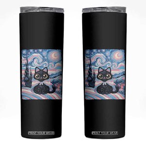 Funny Transgender Cat Starry Night Skinny Tumbler LGBTQ Pride Support Gift