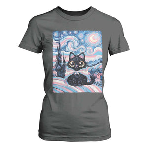 Funny Transgender Cat Starry Night T Shirt For Women LGBTQ Pride Support Gift