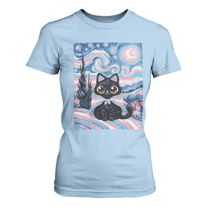 Funny Transgender Cat Starry Night T Shirt For Women LGBTQ Pride Support Gift