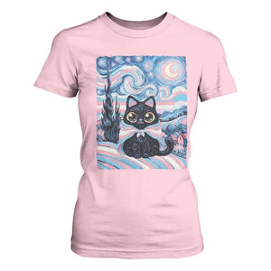 Funny Transgender Cat Starry Night T Shirt For Women LGBTQ Pride Support Gift