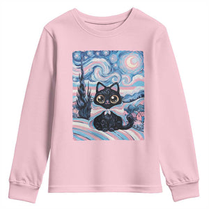 Funny Transgender Cat Starry Night Youth Sweatshirt LGBTQ Pride Support Gift