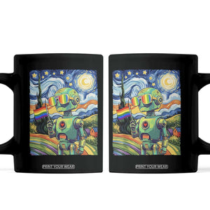 Funny Rainbow Starry Night Robot Pride Coffee Mug LGBTQ Geeky Gift TS12 Black Print Your Wear