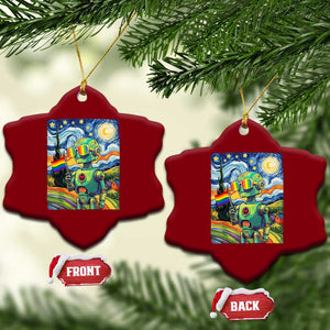 Funny Rainbow Starry Night Robot Pride Ceramic Ornament LGBTQ Geeky Gift TS12 Print Your Wear