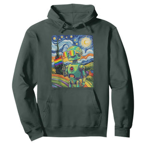 Funny Rainbow Starry Night Robot Pride Hoodie LGBTQ Geeky Gift TS12 Dark Forest Green Print Your Wear