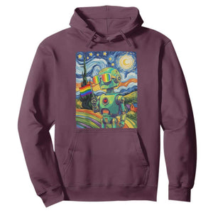 Funny Rainbow Starry Night Robot Pride Hoodie LGBTQ Geeky Gift TS12 Maroon Print Your Wear