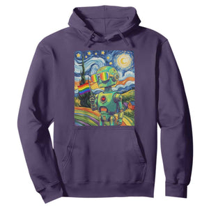 Funny Rainbow Starry Night Robot Pride Hoodie LGBTQ Geeky Gift TS12 Purple Print Your Wear