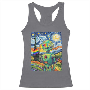 Funny Rainbow Starry Night Robot Pride Racerback Tank Top LGBTQ Geeky Gift TS12 Charcoal Print Your Wear