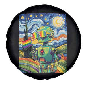Funny Rainbow Starry Night Robot Pride Spare Tire Cover LGBTQ Geeky Gift TS12 Print Your Wear