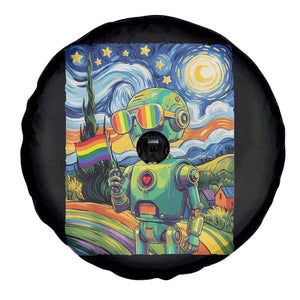 Funny Rainbow Starry Night Robot Pride Spare Tire Cover LGBTQ Geeky Gift TS12 Print Your Wear