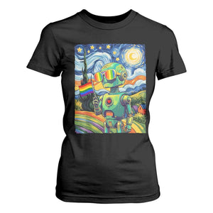 Funny Rainbow Starry Night Robot Pride T Shirt For Women LGBTQ Geeky Gift TS12 Black Print Your Wear