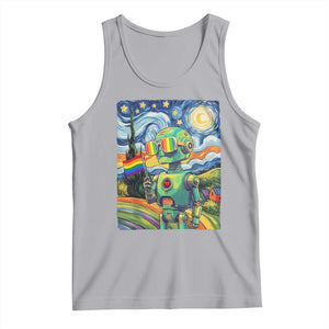 Funny Rainbow Starry Night Robot Pride Tank Top LGBTQ Geeky Gift TS12 Athletic Heather Print Your Wear