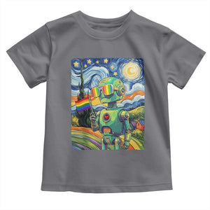 Funny Rainbow Starry Night Robot Pride Toddler T Shirt LGBTQ Geeky Gift TS12 Charcoal Print Your Wear