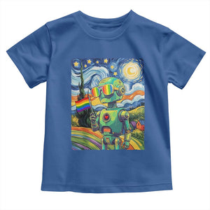 Funny Rainbow Starry Night Robot Pride Toddler T Shirt LGBTQ Geeky Gift TS12 Royal Blue Print Your Wear