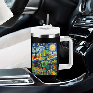 Funny Rainbow Starry Night Robot Pride Tumbler With Handle LGBTQ Geeky Gift TS12 Print Your Wear