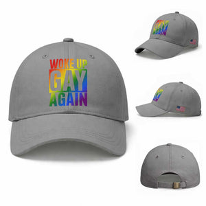 Funny LGBTQ Pride Month Baseball Cap Woke Up Gay Again TS12 Baseball Cap Universal Fit Sport Gray Print Your Wear