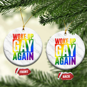 Funny LGBTQ Pride Month Ceramic Ornament Woke Up Gay Again TS12 1pc White Marble Print Your Wear