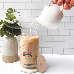 Funny Flamingos Woke Up Gay Again Glass Can Gift For Queer Bird Lovers