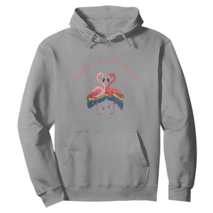 Funny Flamingos Woke Up Gay Again Hoodie Gift For Queer Bird Lovers TS12 Sport Gray Print Your Wear