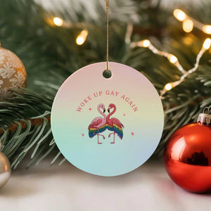 Funny Flamingos Woke Up Gay Again Ceramic Ornament Gift For Queer Bird Lovers TS12 1pc Pastel Print Your Wear