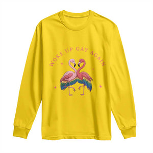 Funny Flamingos Woke Up Gay Again Long Sleeve Shirt Gift For Queer Bird Lovers TS12 Daisy Print Your Wear