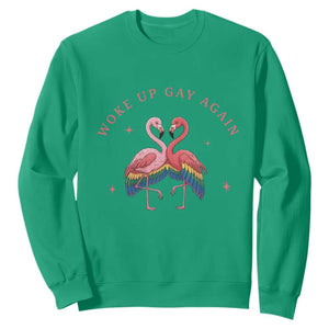 Funny Flamingos Woke Up Gay Again Sweatshirt Gift For Queer Bird Lovers