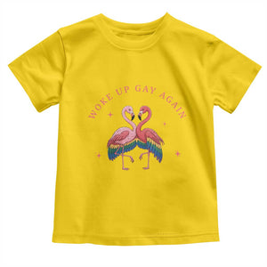 Funny Flamingos Woke Up Gay Again Toddler T Shirt Gift For Queer Bird Lovers TS12 Daisy Print Your Wear