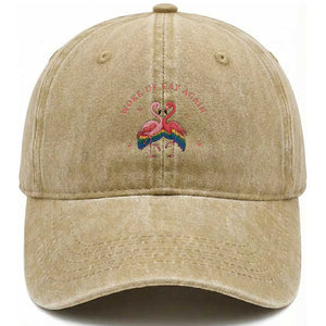 Funny Flamingos Woke Up Gay Again Washed Cotton Baseball Cap Gift For Queer Bird Lovers TS12 Print Your Wear