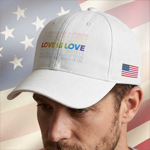 Love Is Love Rainbow Typography Baseball Cap LGBTQ Support Gift TS12 Print Your Wear