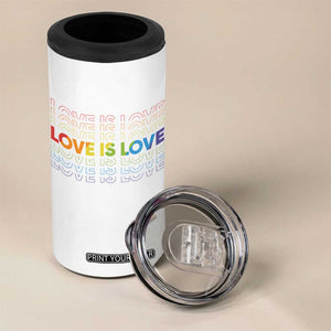 Love Is Love Rainbow Typography 4 in 1 Can Cooler Tumbler LGBTQ Support Gift TS12 Print Your Wear