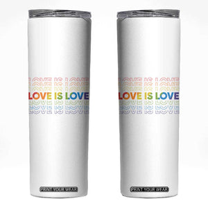 Love Is Love Rainbow Typography Skinny Tumbler LGBTQ Support Gift TS12 White Print Your Wear