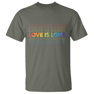 Love Is Love Rainbow Typography T Shirt LGBTQ Support Gift TS12 Military Green Print Your Wear