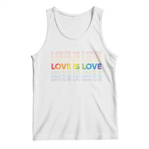 Love Is Love Rainbow Typography Tank Top LGBTQ Support Gift TS12 White Print Your Wear