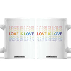 Love Is Love Rainbow Typography Coffee Mug LGBTQ Support Gift TS12 White Print Your Wear