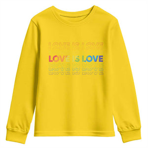 Love Is Love Rainbow Typography Youth Sweatshirt LGBTQ Support Gift TS12 Daisy Print Your Wear