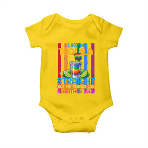 I Like My Tequila Straight But My Friends Go Either Way Baby Onesie Funny LGBTQ Drinking TS12 Daisy Print Your Wear