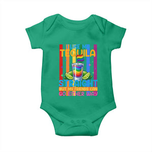 I Like My Tequila Straight But My Friends Go Either Way Baby Onesie Funny LGBTQ Drinking TS12 Irish Green Print Your Wear