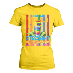I Like My Tequila Straight But My Friends Go Either Way T Shirt For Women Funny LGBTQ Drinking TS12 Daisy Print Your Wear