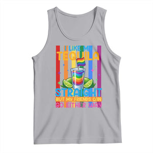 I Like My Tequila Straight But My Friends Go Either Way Tank Top Funny LGBTQ Drinking TS12 Athletic Heather Print Your Wear