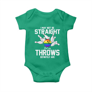 Funny LGBTQ Bowling Baby Onesie I May Not Be Straight But My Throws Are TS12 Irish Green Print Your Wear