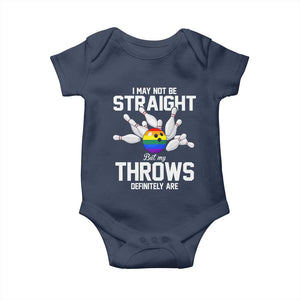 Funny LGBTQ Bowling Baby Onesie I May Not Be Straight But My Throws Are TS12 Navy Print Your Wear