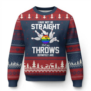 Funny LGBTQ Bowling Ugly Christmas Sweater I May Not Be Straight But My Throws Are