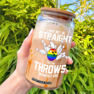 Funny LGBTQ Bowling Glass Can I May Not Be Straight But My Throws Are