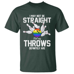 Funny LGBTQ Bowling T Shirt I May Not Be Straight But My Throws Are